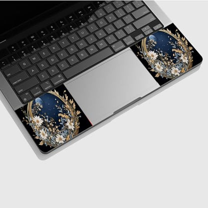 Universal Laptop Skin Sticker with 2 Wrist Pad Skins, Waterproof Scratch Resistant Vinyl Laptop Cover Decal, Cut to Fit for 11–15.6 Inch MacBook HP Dell Lenovo, Flower Moon - color: Flower Moon