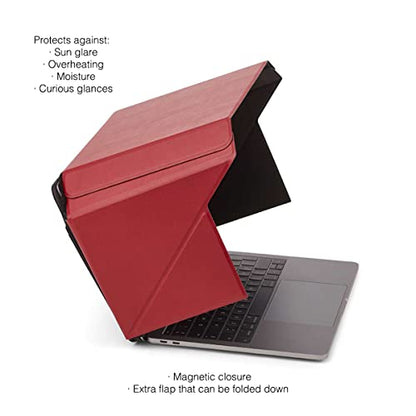 4-in-1 Laptop Screen Shade – Original Lux Hood – Sun, Privacy, Heat & Contrast Protection, Freestanding with Pocket, Fits 12–14” MacBook & PC, Patented, Red | PHILBERT Danish Design - color: Red, size: 12-14in