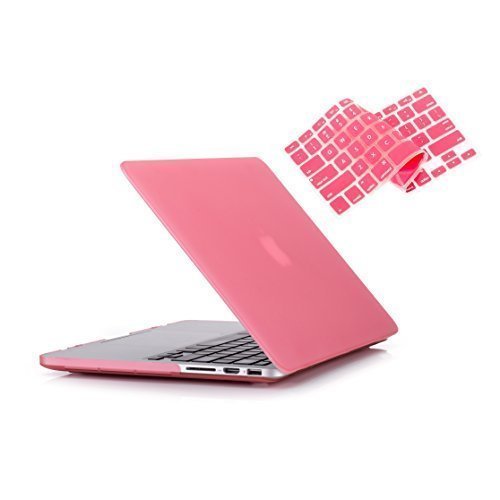 RUBAN Case Compatible with MacBook Pro 13 inch 2015 2014 2013 2012 (A1502 & A1425 Models), Plastic Hard Shell Case & Keyboard Cover for Old Version MacBook Pro Retina 13 Inch, Pink - color: Pink