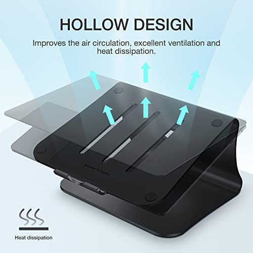 Laptop Stand, Aluminum Notebook Holder Riser Heat-Vent for MacBook Air/Pro, Dell, HP, Lenovo, Microsoft Surface, Samsung 11-16 inches Notebook (Black) - color: Black