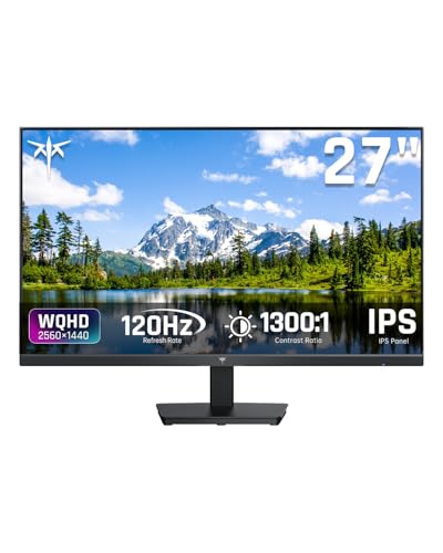 KTC 27 Inch Computer Monitor - QHD (2560 x 1440) Display, Up to 120Hz Monitor, IPS Panel, 123% sRGB, HDMI 2.0 x 2 & DP 1.4 x1, Adaptive Sync, Eye-Friendly Screen PC Monitors for Work Gaming, H27D9 - color: Black, size: 27In