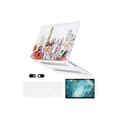 Case for MacBook Air 13 inch A1466 A1369 2010-2017 Release, 5 in 1 Matte Clear Hard Shell&Keyboard Cover&Screen Protector&Webcam Cover Compatible with Older Version Air 13.3 inch, Field Flower - color: Z Red Yellow