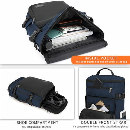 Kalesi Gym Duffle Bag Backpack 4-Way Waterproof with Shoes Compartment for travel Sport Hiking laptop - color: Business-dark Blue