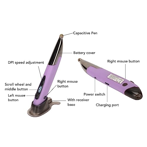 Yinhing Pen Rechargeable Portable Optical Mode for PC Laptop Luminous Silent Handheld Small Design (Purple) - color: Purple