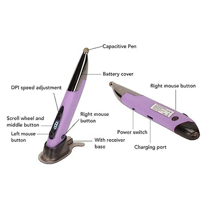 Yinhing Pen Rechargeable Portable Optical Mode for PC Laptop Luminous Silent Handheld Small Design (Purple) - color: Purple