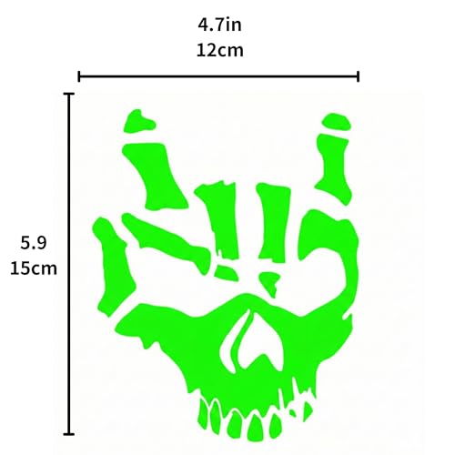 2 Pieces Fluorescent Neon Green Cross & Buddha, Skull Car Decal, Safety Religious Spiritual Stickers for SUV, Windows, Motorcycles, Skateboard Christian Night Visibility Hide Scratches (Skull B) - color: Skull B