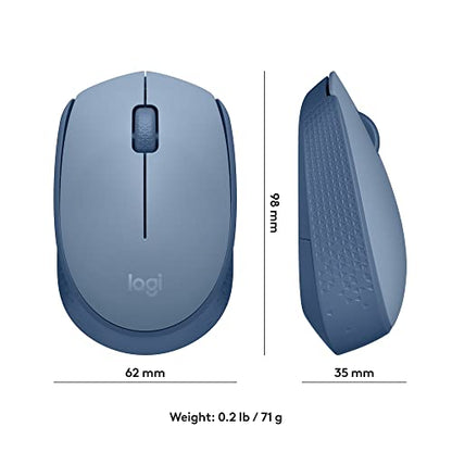 Logitech M170 Compact Ambidextrous 2.4 GHz Wireless Mouse - Blue Grey | Ambidextrous mouse with 2.4 GHz USB-A Nano Receiver, Optical Tracking, 12-Months Battery Life, PC, Mac, Laptop compatible - color: Blue Grey