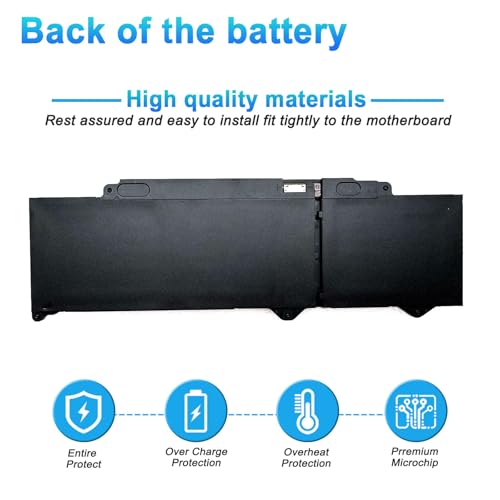 54Wh R73TC DR02P Battery Replacement for Dell Latitude 3340 5340 5350 5440 5540 7455 Latitude 5340 2-in-1 5350 2-in-1 Precision 3480 3580 3490 3590 inspiron 14 Plus 7441 P170G P37G Series GRWKG JTG7N - size: 11.61*4.02*0.75inch R73TC