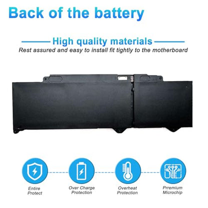 54Wh R73TC DR02P Battery Replacement for Dell Latitude 3340 5340 5350 5440 5540 7455 Latitude 5340 2-in-1 5350 2-in-1 Precision 3480 3580 3490 3590 inspiron 14 Plus 7441 P170G P37G Series GRWKG JTG7N - size: 11.61*4.02*0.75inch R73TC