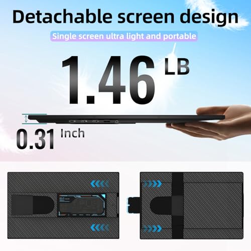 15.6 Inch Laptop Screen Extender Detachable Monitor Extender Dual Screen | Portable IPS 1080P FHD 85%NTSC Travel Monitor USB-C HDMI Port Compatible with Wins Mac Chrome Dex Fits 13-17" Laptops - size: 15.6" Monitor-A