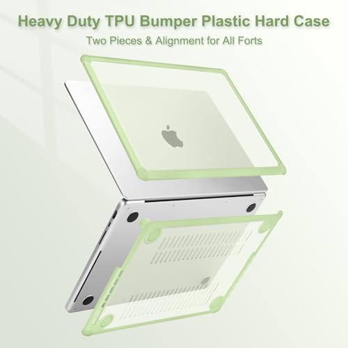 MOSISO Compatible with MacBook Pro 14 inch Case M5 M4 M3 M2 M1 2026-2021 | 3 in 1 Kit Anti-Crack Hard Shell with TPU Bumper, A3427 A3426 A3434 A3112 A3185 A3401 A2918 A2992 A2779 A2442, Sage Green - color: Sage Green