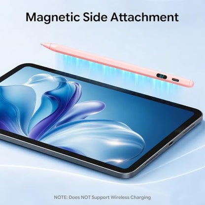 LED Battery Display Stylus Pen, Fast Charging Active Digital Pencil for iPad iPhone Samsung Android Tablets, Low Latency & Tilt Sensitivity for Note Taking/Drawing, No Bluetooth Needed (Pink) - color: Pink