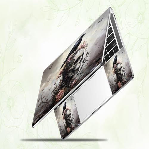 Laptop Skin Sticker Decal, Universal Reusable Vinyl Laptop Cover for 12" 13" 13.3" 14" 15" 15.4" 15.6" Notebook PC, Waterproof Scratch-Resistant with 2 Wrist Pads, Easy to Apply & Remove,Crow Skull - color: Crow Skull