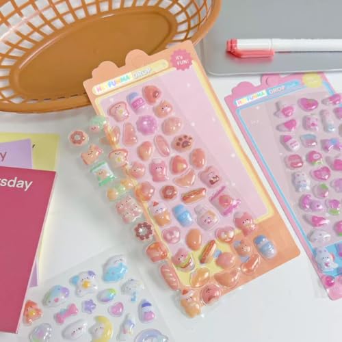 3D Puffy Stickers 8 Sheets 500+ Kawaii Stickers for Phone Case & Handbooks ﻿ - style: 8PCS Stickers