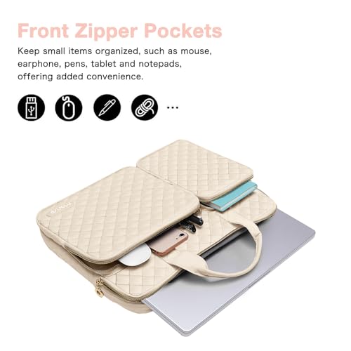 MOSISO 360 Protective Laptop Case 16 inch,15-15.6 inch Laptop Sleeve | Compatible with MacBook Pro 16 M5 M4 M3 M2 M1 HP Acer Dell Lenovo,Square Quilted Bag with 2 Pockets&Handle&Belt, Sand - color: Sand, size: 16 inch