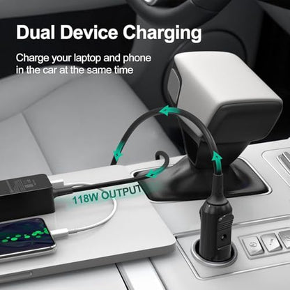100W Laptop Car Charger USB C Car Charger for Dell Latitude/Precision/XPS, Compatible MacBook Pro/Air,HP Spectre/Elitebook,Samsung Galaxy,Asus,acer,Lenovo ThinkPad/Yoga/Idea Car Laptop Charger - color: Black