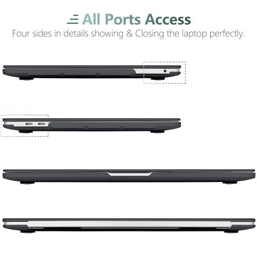 for MacBook Pro 13 inch Case 2023 2022 2021 2020 Release Model: A2338 M2/M1 A2289 A2251 with Touch Bar & Touch ID, Frosted Matte Plastic Hard Shell Case & Keyboard Cover, Black - color: Black