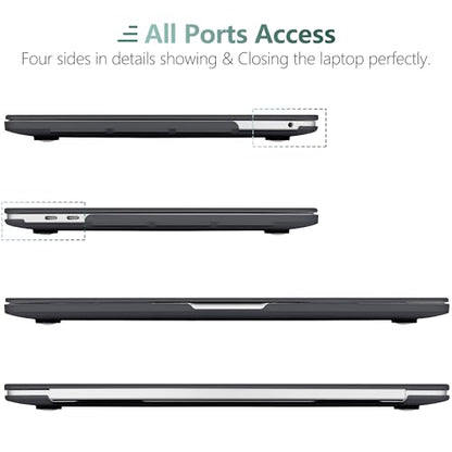 for MacBook Pro 13 inch Case 2023 2022 2021 2020 Release Model: A2338 M2/M1 A2289 A2251 with Touch Bar & Touch ID, Frosted Matte Plastic Hard Shell Case & Keyboard Cover, Black - color: Black
