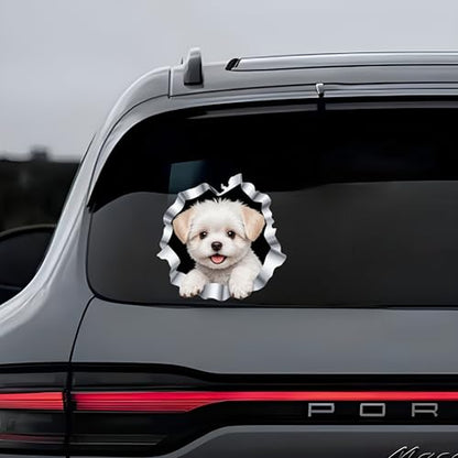 Waterproof Plush Puppy Car Stickers 5.5 Inch – Durable Bumper Stickers & Car Scratch Stickers for Cars, Trucks, Motorcycles Laptops Walls Toilet Lids Helmets Suitcases Cute Decorative Stickers 2 Pack