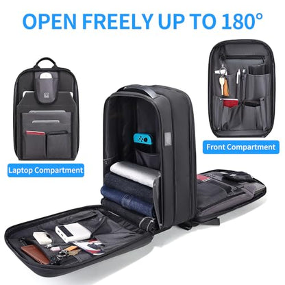 FENRUIEN Gaming Laptop Backpack 15.6 Inch, Expandable Hard Shell Backpack with USB Charging Port, Water Resistant Business Computer Backpack, Black