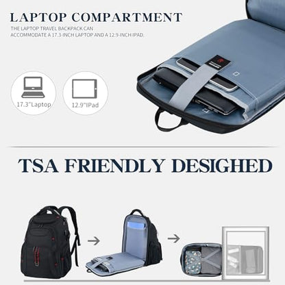 EMPSIGN 17.3 Inch Computer Laptop Backpack for Men, 45L with USB, Black | Anti-Theft, USB Charging Port, Water-Repellent, Business Travel Work College