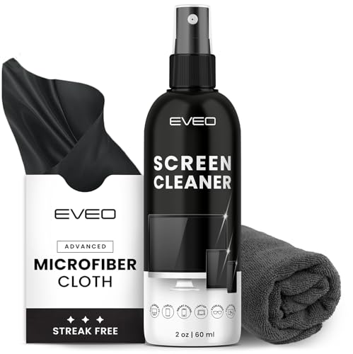 Screen Cleaner Spray and Wipe - TV screen cleaner spray and 2 Microfiber cloths, Computer Screen Cleaner, TV screen cleaner for Smart TV & Monitor, Laptop, MacBook, iPad and Electronic Devices - (2oz)