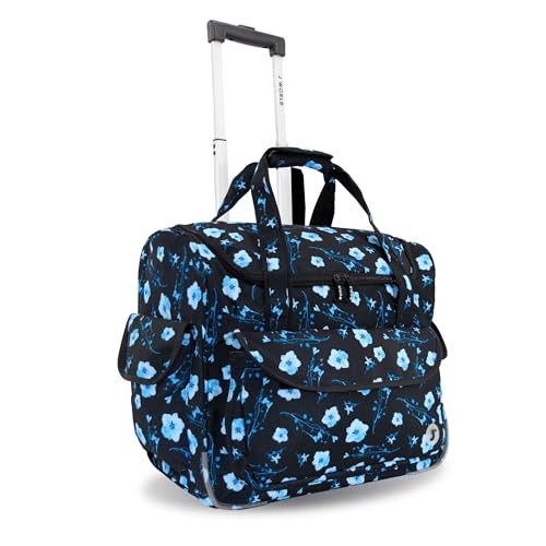 J World Donna Rolling Tote Bag on Wheels for Women. Roller Laptop Briefcase. Overnight Weekender Teachers Work, Night Bloom - color: Night Bloom