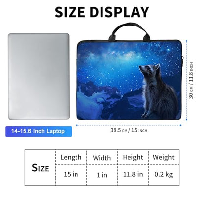 Laptop Bag,14 15 15.6 inch Laptop Case Sleeve,Computer Sleeve with Handle for Women Men,Carrying Case for MacBook,Dell,Lenovo,Notebook Computer,Blue Galaxy Raccoon - color: Blue Galaxy Raccoon