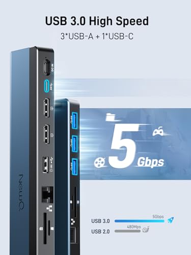 USB C Docking Station Dual Monitor with USB-C 100W Charger, 12-in-1 Laptop Dock with Dual HDMI 4K@30~60Hz, PD 100W, 5Gbps USB Ports*4, SD/TF Slot, Ethernet, Audio for MacBook/Dell/HP/Lenovo/Asus/Acer - style: with 100W Charger