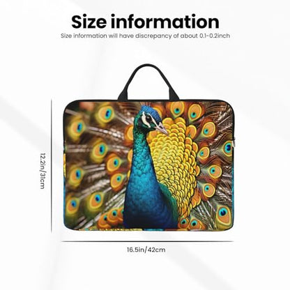 14 Inch Laptop Sleeve Case Waterproof Lightweight Laptop Case Bag Peacock Travel Laptop Bag With Handle Briefcase Messenger Bag For Women Men