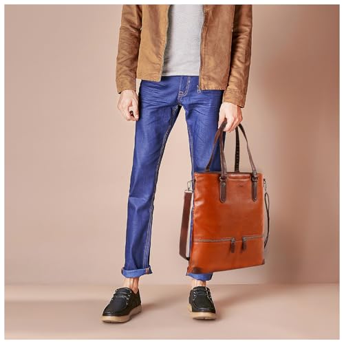 Lassviin Laptop Tote Bag, Leather Work Tote for Computer Bag Waterproof Lightweight Shoulder Bag Purse Handbag Crossbody Bag - color: Brown - Large