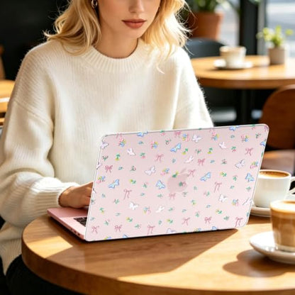 Feams for MacBook Neo 13 Inch Case 2026 A3404, Stylish Protective Clear Case Hard Shell Transparent Cover for MacBook Neo 13 Inch 2026 (A18 Pro Chip) with Keyboard Cover, Butterfly Bow - color: Butterfly Bow