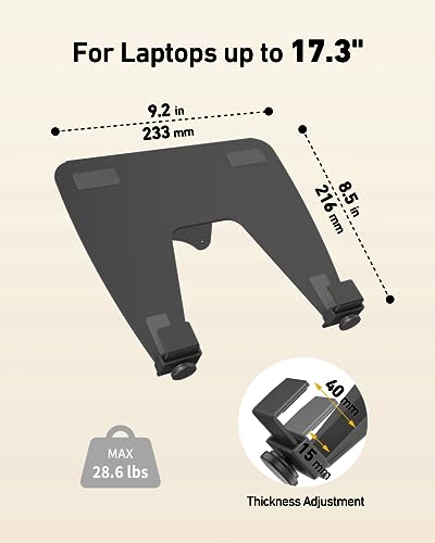 ergounion Laptop Tray for Monitor Arm - VESA Mount 100x100mm, Laptops up to 17.3in & 28.6lbs - Notebook Tray Office Desk Accessories - Black - color: Black