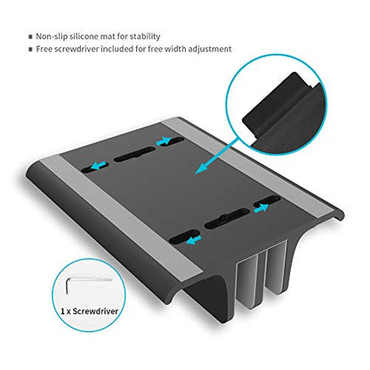 Vaydeer 3-in-1 Vertical Laptop Stand Holder, Aluminum Laptop Stand for Desk with Adjustable Dock, Space-Saving Organizer for All MacBook, Surface, Samsung, HP, Dell, up to 17.3 inch Black - color: Black