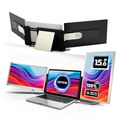 KEFEYA Laptop Screen Extender, 15.6" Portable Monitor for Laptop with 120% sRGB, FHD IPS & USB to HDMI Hub & 235° Rotation, Triple Monitor Extender Plug & Play Fits for All Laptops (Mac/Win/Android) - size: Triple-15.6"