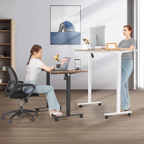 farexon Electric Standing Desk Adjustable Height, 63x24 Inches Computer Desk with Rolling Wheels, Mouse Pad,Multifunctional Stand up Desk for Home/Office(Black) - color: Black, size: 63 x 24''