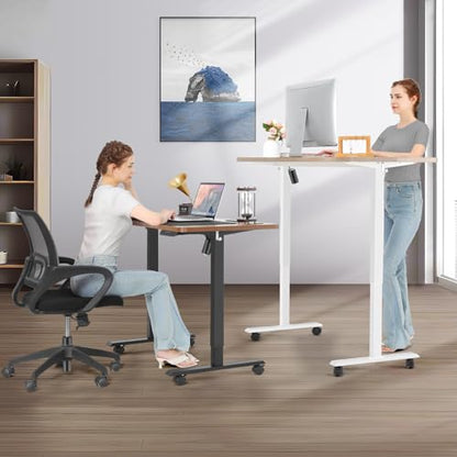 farexon Electric Standing Desk Adjustable Height, 63x24 Inches Computer Desk with Rolling Wheels, Mouse Pad,Multifunctional Stand up Desk for Home/Office(Black) - color: Black, size: 63 x 24''