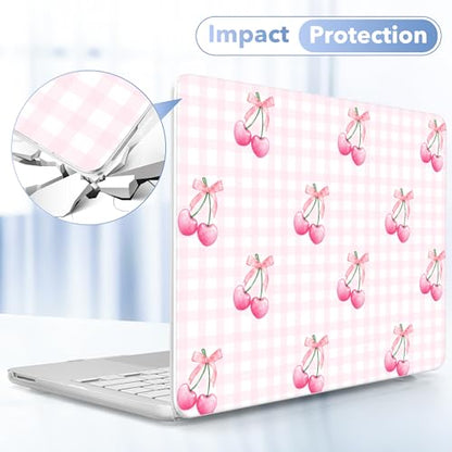 May Chen for MacBook Neo Case 13 inch 2026 | 100% Match Official Color | Pattern Printing, Anti-Crack & Scratch & Fingerprint | Protective Hard Shell Cases Model A3404 - Cherries with Ribbon Bow - color: Cherries with ribbon bow