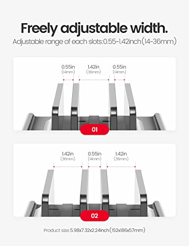 3-Slot Vertical Laptop Stand Holder,Adjustable ABS Plastic Desktop Notebook Dock,Vertical Laptop Stand Space-Saving for All MacBook/Surface/Samsung/HP/Dell/Chrome Book - size: 3-Slot