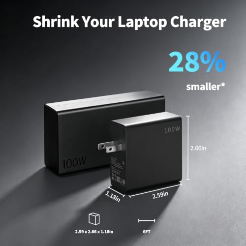 100W 65W GaN USB-C Laptop Charger Compatible with Lenovo Laptops | Compatible with Lenovo Thinkpad P16s G4/P14s G6/T16 G4/Neo 14, ThinkBook Plus G3/13x G3, Yoga Pro 7/Slim 7 Pro 14IAP7