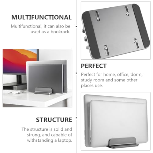 VANZACK Dual-Slot Aluminum Alloy Vertical Laptop Stand and Tablet Holder, Vertical Support Base for Desk, Compatible with Laptops and Tablets, Cooling and Space-Saving Design for Office