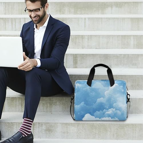 Laptop Zipper Case Portable Crossbody Messenger with Handle and Shoulder Strap 15.6 inch Computer Case Cloud Blue Sky
