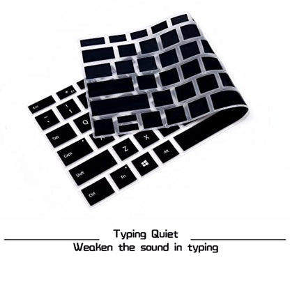 HRH English Silicone Keyboard Cover Skin for Microsoft Surface Pro | With Surface Pro 4, Pro 5 2017, Pro 6 2018, Pro 7 2019,12.3-inch Surface Pro 6,Dustproof,Soft-Touch,Ultra Thin,Black - color: Black