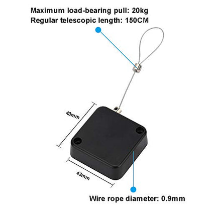 Loradar Retractable Cable Lock with Cable Tether Safety Strap, Wire Rope Safety Lock for Earphone and All Kinds of Exhibits Such As Glasses, Shoes, Key Box, Jewelry, Watches-2 Pack - color: Black5