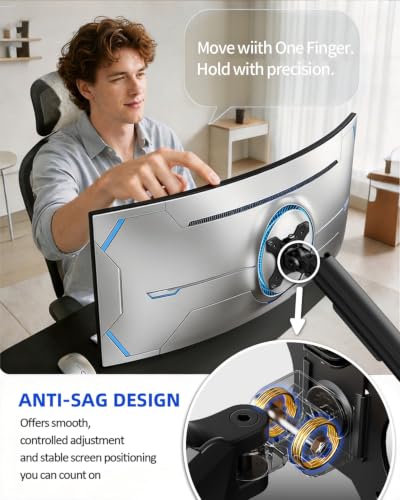 ErGear Heavy Duty Monitor Arm for 13-49″ Ultrawide Screens, 37.4 lbs Capacity, Full Motion Monitor Desk Mount, Rock-Solid Support, Dual C-Clamp & Grommet Mount, VESA 75x75/100x100mm - size: 13"-49", style: Single Arm
