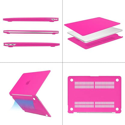 MOSISO Compatible with MacBook Air 13 inch Case M1 2021 2020 2019 2018 | A2337 A2179 A1932, Protective Hard Shell&Keyboard Cover&Screen Film&Pouch for MacBook Air 13.3 inch Case, Bright Rose - color: Bright Rose