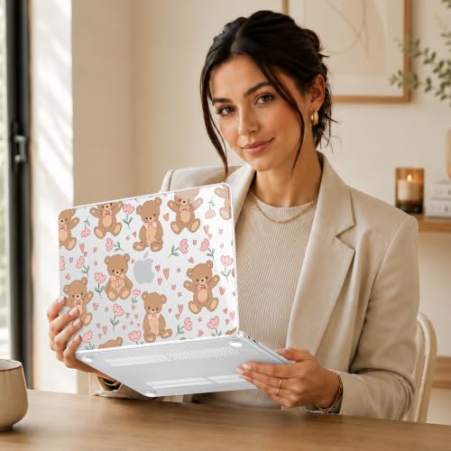 May Chen Compatible with MacBook Neo 13 inch Case 2026 Model A3404, Plastic Hard Shell,Keyboard Cover,Screen Protector,Dust Plug, for MacBook Neo 13" with A18 Pro Chip, Cute Teddy Bear - color: Cute teddy bear