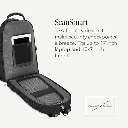 SWISSGEAR Sion 2-Piece Travel Set, Softside Expandable Carry-On Spinner Bundled with 1900 ScanSmart 17" Laptop Backpack with RFID Blocking & Tech Organization, Black - color: Black, size: 2-Piece Set (Carry-On/Backpack)