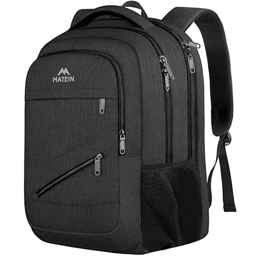 MATEIN 15.6 Inch Backpack for Men Women, 20 L Personal Item Size Bag | Casual Backpack Airline Approved, Water Resistant Laptop Computer Backpack with Multiple Organized Pockets, Black Daypack - color: Black, size: 15.6 Inch