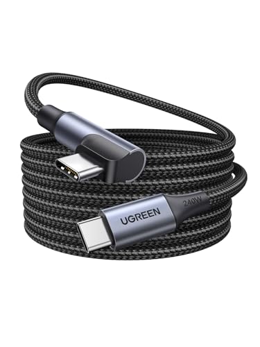 UGREEN 240W Right Angle USB C Cable, PD 3.1 Fast Charging, 3.3ft | 90° right angle with E-Marker chip. For iPhone 17/16/Pro/Max, MacBook Pro M5, iPad, Galaxy S26/S25, Steam Deck, Switch - size: 3.3FT